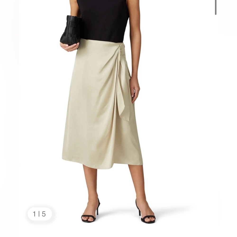 Club Monaco Light Cream Wrap-Style Midi Skirt